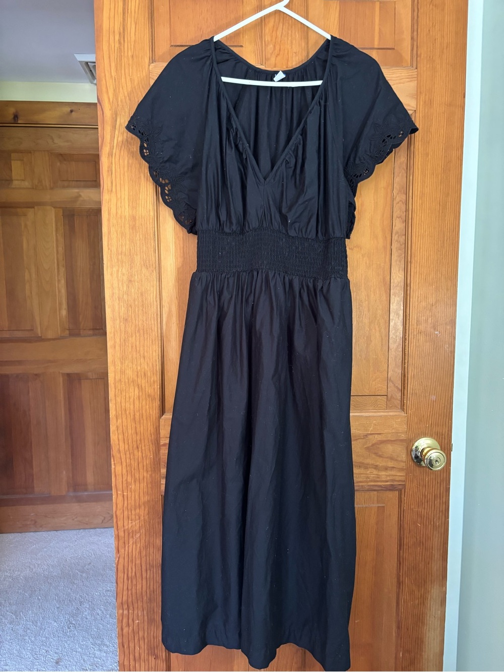 Black V-Neck Smocked Waist Maxi Dress